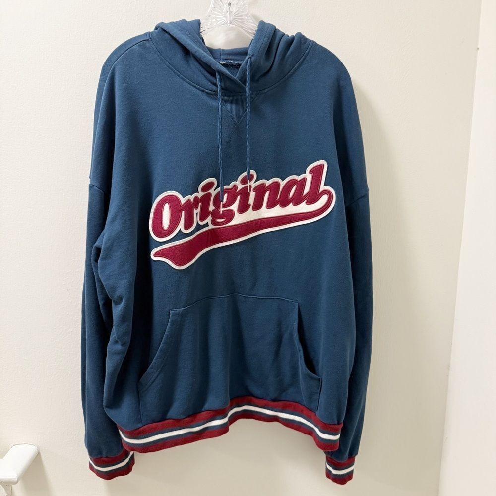 Original Use Men’s Hoodie – XL – “Original” Varsity Logo – Blue/Red